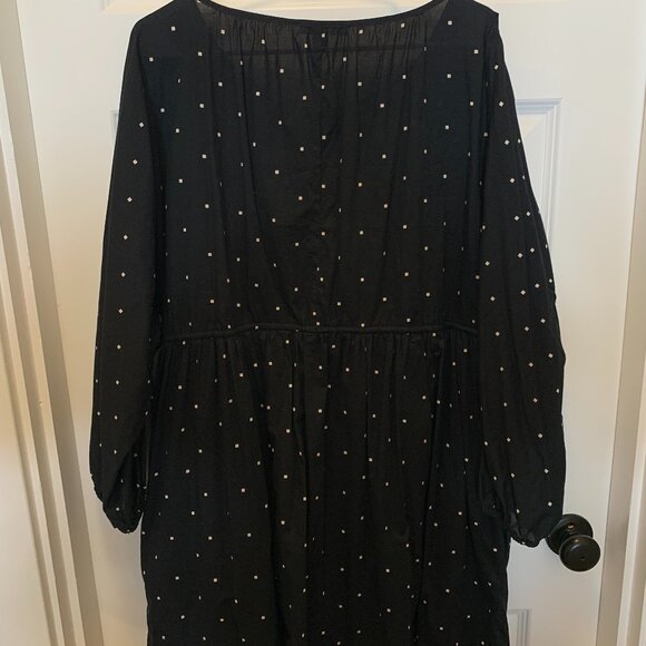 Women's Madewell Button-Front Tie-Waist Mini Dress in Square Spot Size XL - Picture 3 of 6